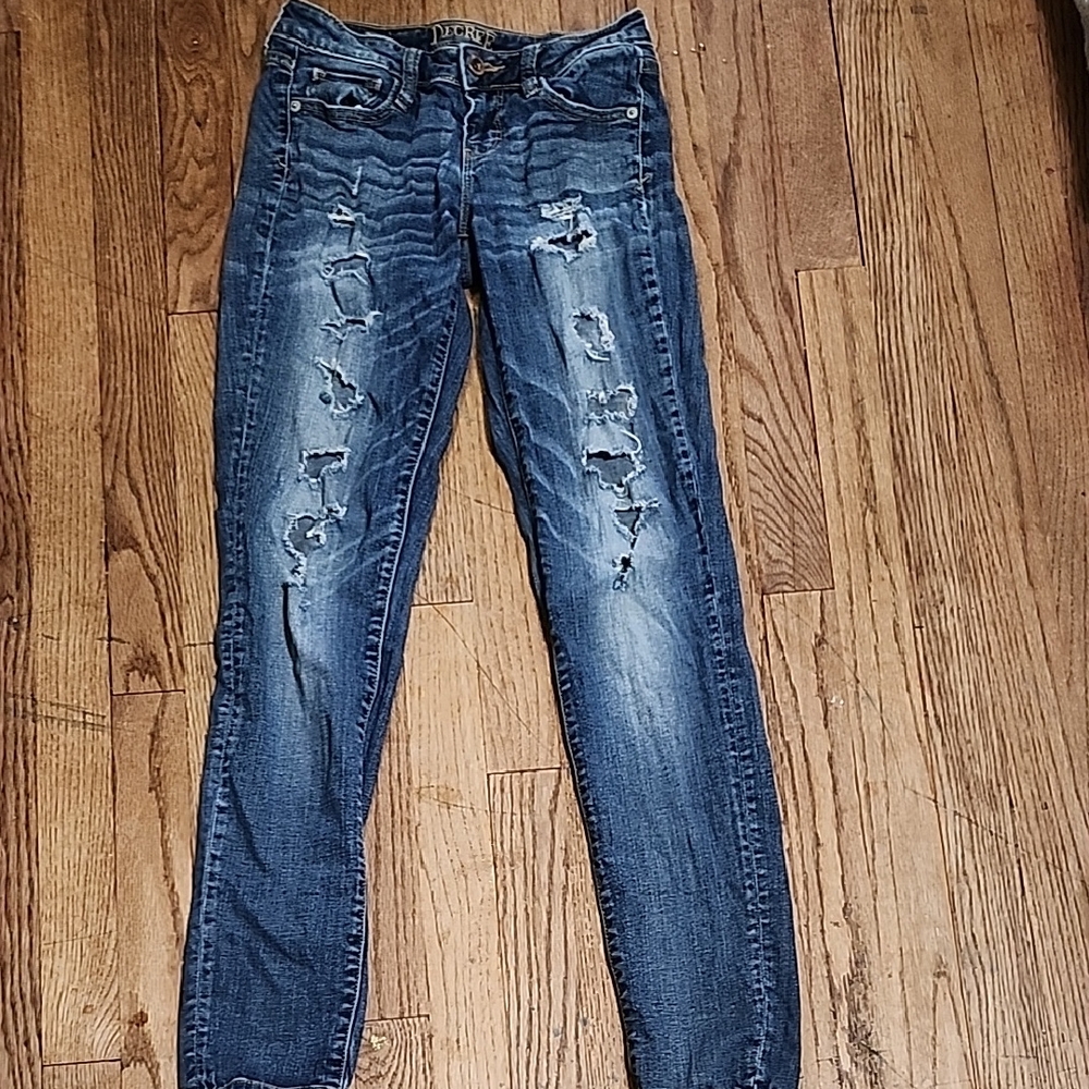 Decree Distressed Denim Skinny Jeans - Blue